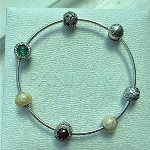 Pandora Silver Charm Bracelet with Multicolor Charms
